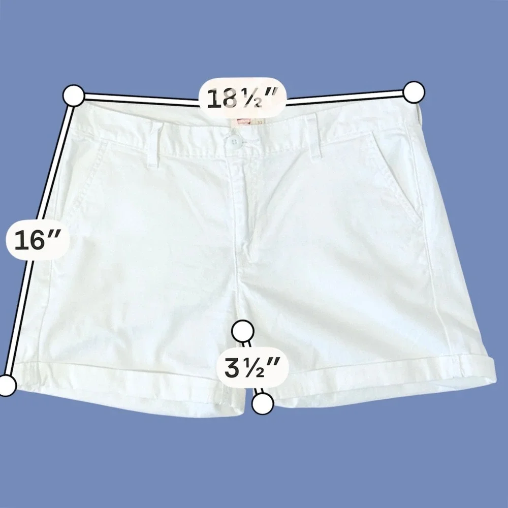 Levis‎ Womens White Chino Shorts Cuffed Mid Rise Size 31 Summer Casual